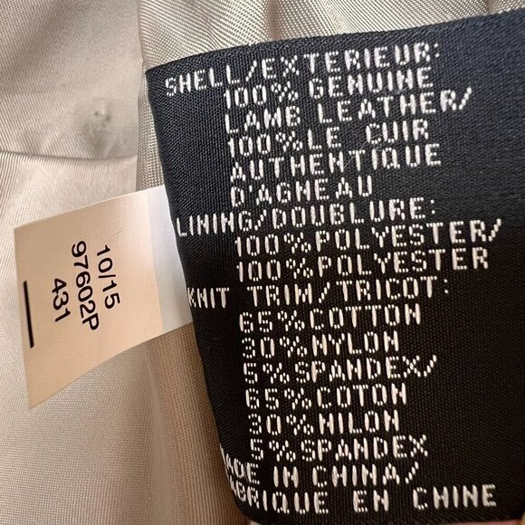 Via Spiga Jacket Womens Size PS Taupe 100% Genuine Lamb Leather Gold Zippers - Picture 10 of 15